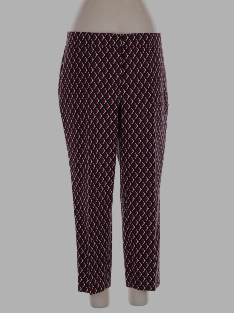 Ann Taylor 0P Burgundy Structured Fit Geometric Print Skirt